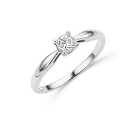 MIORE Diamond Engagement Ring for Women in Solid 375 9ct White Gold with Solitaire Diamond 0.25 ct, 4- Prong Set Gold Rings for Women Delivered in Jewellery Box