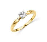 MIORE Diamond Engagement Ring for Women in Solid 375 9ct Yellow Gold with Solitaire Diamond 0.25ct, 4- Prong Set Gold Rings for Women Delivered in Jewellery Box