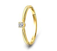 MIORE Diamond Engagement Rings, 9ct Yellow Gold Ring with Natural Diamonds, Solid Gold Ring, Wedding Ring - Delivered with Jewellery box