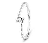 MIORE engagement ring 9 kt 375/1000 white gold solitaire with brilliant cut diamond 0.05 ct