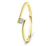 MIORE engagement ring 9 kt 375/1000 yellow gold solitaire with brilliant cut diamond 0.05 ct