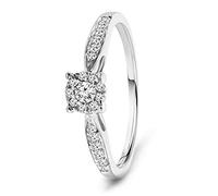 MIORE Engagement Ring for Women, Solitaire in 9 kt 375 White Gold with Brilliant cut Natural Diamonds 0.20 ct, Delivered in Jewellery Box