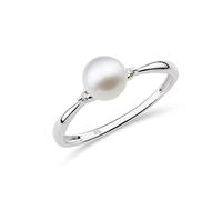 Miore freshwater pearl and 0.02 ct diamond engagement ring in 9 carat 375 white gold
