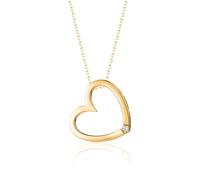 MIORE Gold Necklaces for Women Heart, Solid 9ct 375 White Gold- Yellow Gold- Rose Gold Chain 45 cm and Heart Pendant with BrillIant Diamond- Gold Heart Necklace Delivered with Jewellery Box