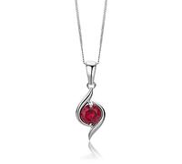 MIORE Gold Necklaces for Women in 9ct 375 White Gold with 0.57ct Red Ruby Birthstone Gemstone Pendant Necklace, Anchor Chain 45cm, Hypoallergenic Jewellery For Women Delivered in Jewellery Box