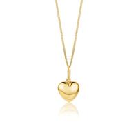 MIORE Gold Necklaces for Women with Heart in 9 ct 375 Yellow Gold, Shiny Gold Heart Pendant on 45 cm Curb Chain With Spring Ring Closure, Delivered in Jewellery Box