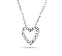 Miore heart necklace with 0.09 ct diamonds in 18 carat 750 white gold, length 45 cm