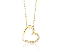 MIORE heart necklace with 0.10 ct diamonds in 9 carat 375 yellow gold, length 45 cm