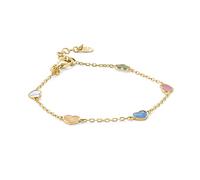 MIORE Heart Silver Bracelet for Women, 18ct Gold Plated 925 Sterling Silver with Coloured Heart Charms, Adjustable Chain17-19 cm, Charm Bracelet Lobster Clasp, Made in Italy, Comes in Jewellery Box.