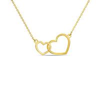 MIORE Interlocked Heart Necklace for women, 9ct Yellow Gold Necklace, Solid Gold 45 cm long Chain with love hearts pendant - Delivered with Jewellery box