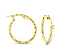 Miore Jewellery for Women-14K Yellow Gold 585-Hoop Earrings for Women, Solid Golden Hoops 18.5MM, Hypoallergenic Earrings, Real Gold Hoops Handmade in Italy, Delivered in Jewellery Box
