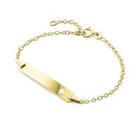 MIORE Kids name plaque children's bracelet with heart in 9 kt 375 yellow gold, length 14 cm (12 cm + 2 cm extention) spring ring closure
