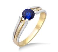 MIORE Ladies' 0.65 carat Gemstone Engagement Rings, 9ct Two Tone Gold Ring with Blue Sapphire Gem, Solid Gold Ring, Wedding Ring - Delivered with Jewellery box