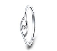 MIORE Ladies 9ct White Gold Diamond Solitaire Engagement Ring with 0.05ct Diamond