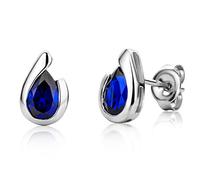 Miore Ladies 9ct White Gold Pear shape Sapphire Bezel Earrings MG9241E