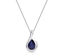 Miore Ladies 9ct White Gold Pear Shape Sapphire Bezel Pendant with Curb Chain of 45cm MG9246N