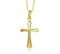 Miore Necklace - Pendant Women Cross Yellow Gold 9 Kt / 375 Diamonds Chain 45 cm