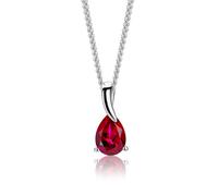 MIORE Necklaces for Women, Pendant 9ct 375 White Gold with Pear Shape Red Ruby Gemstone Pendant Necklace 45cm Chain Gold Plated Silver, Hypoallergenic Jewellery for Women, Delivered in Jewellery Box