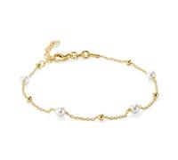 MIORE Pearl Bracelet for Women in 18ct Gold Plated 925 Sterling Silver with 4 White Freshwater Cultured Pearls Anchor Chain 17-19 cm Lobster Claw Clasp Made in Italy Comes in Jewellery Box