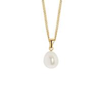 MIORE Pearl Necklace for Women 45 cm Chain + 14K 585 Yelow Gold Pendant White Freshwater Pearl 8.00-9.00 mm 18ct gold plated Silver Chain, Handmade, Skin Friendly, Jewellery Box