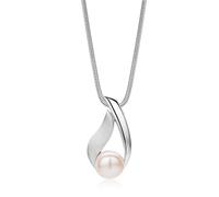 MIORE pearl necklace is solid 925 sterling silver with white freshwater pearl on 45 cm snake chain- skin friendly- gift box included