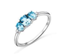 MIORE ring 9 kt 375 white gold with blue topaz 0.82 ct and brilliant cut diamonds