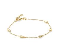 MIORE Silver Bracelet for Women in 18ct Gold Plated 925 Sterling Silver, Teardrop Charms Anchor Chain Bracelet, Adjustable 17-19 cm, Lobster Claw Clasp, Made in Italy, Comes in Jewellery Box