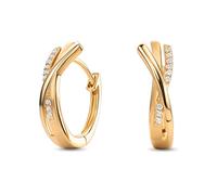 MIORE Silver Earrings for Women -925 Sterling Silver 18K Gold Plated- Crossover Hoop Earrings with Zirconia Stones, Silver Hoops 16.5mm, Hypoallergenic Earrings, jewellery for Women-with Jewellery Box