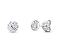 Miore Silver Earrings for Women, 925 Sterling Silver Studs set with Brilliant CZ Zirconia 1.80 ct, 6 x 6 mm Round Solitaire Earrings Delivered in Jewellery Box