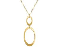 MIORE Silver Necklace for Women 18ct Gold Plated 925 Sterling Silver Round Double Oval Pendant Lobster Claw Clasp, Curb Chain 44cm, Pendant Necklace Made in Italy Comes in Jewellery Box