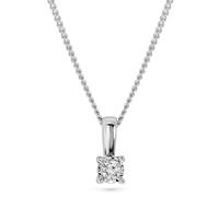 MIORE solitaire necklace in 9 kt 375 white gold- yellow gold with 4 prong pendant of 0.04 ct brilliant cut diamond- length 45 cm- gift box included