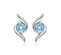 Miore stud earrings in 9 kt 375 white gold with sky blue topaz