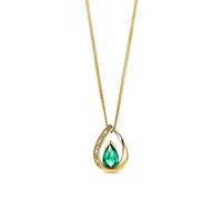 MIORE tear drop necklace for women 9 kt 375 yellow gold -white gold pendant set with 4 natural diamonds and a pear red ruby- blue sapphire- green emerald- blue topaz- purple amethyst curb chain 45 cm