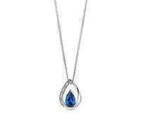 MIORE tear drop necklace for women 9 kt 375 yellow gold -white gold pendant set with 4 natural diamonds and a pear red ruby- blue sapphire- green emerald- blue topaz- purple amethyst curb chain 45 cm