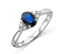 Miore Women 9 k (375) 9ct White Gold Oval Round HI Blue Sapphire