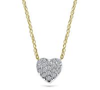 MIORE Women's Jewellery Necklace with Heart Pendant in Pavé Diamonds 0.09 Ct White Gold 18 Carat/750 Gold Chain, Gold, Gold