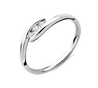 Miore Women's Ring 9-Carat 375 White Gold Diamond (0.1 Carat) Arabesque Design, Size R 1/2