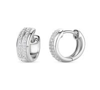 Miore Women's Silver Hoop Zirconia Studded Gem Earrings 925 Sterling Silver Huggies with 44 Brilliant Cut Cubic Ziconia Gemstones (0.35 Cts)- gift box included