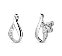 Miore Women's Silver Zirconia Open Twist Drop Earring Studs 925 Solid Sterling Silver 8 Brilliant Cut White Cubic Zirconia Gemstones (8mm x 16mm) infinity