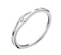 Miore Women's Solitaire Engagement Ring in 9 Carat (375) White Gold with Diamond Brilliant 0.05 ct, White Gold