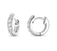 Miore Women's Sterling Silver Hoop Earrings with Brilliant Cut Cubic Zirconia Gemstones (0.60 Carats) 3mm width x 10mm height 925 Silver Earrings