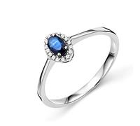 Miore Women's White Gold Sapphire Engagement Ring 9 Carat (375) with Diamonds 0.05 ct, White Gold, Sapphire