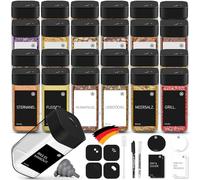 Miorkly 24 Square Spice Jars, 120 ml Spice Jars Set with Shaker Insert, Spice Shaker with Twist Lid Strong Seal, Stainless Steel Glass Spice Organiser Including Funnel, Label and Pen