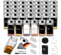 Miorkly 35 Square Spice Jars with Shaker Insert, Stainless Steel Lid Spice Jars Set 120 ml, Spice Set, Spice Shaker Glass, Kitchen Storage & Organisation, Spice Organiser