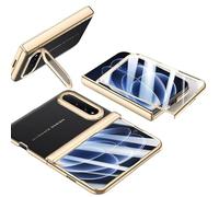 MiorMiar Leather Case for Xiaomi 18 Fold with Lens Stand (Black,HD Screen) | Lychee Pattern Leather, Protective Cover, Lens Bracket, HD/Privacy Screen Protector, Gold Plated Frame