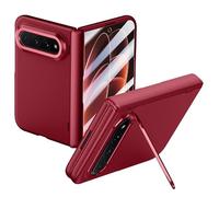 MiorMiar Matte Case for Xiaomi 18 Fold with Stand (Red,HD Screen,No Coil) | Frosted PC Protective Cover, Lens Bracket, Built-in Magnetic Coil, HD/Privacy Screen Protector, Wireless Charging