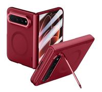MiorMiar Matte Case for Xiaomi 18 Fold with Stand (Red,HD Screen,With Coil) | Frosted PC Protective Cover, Lens Bracket, Built-in Magnetic Coil, HD/Privacy Screen Protector, Wireless Charging