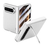 MiorMiar Matte Case for Xiaomi 18 Fold with Stand (White,HD Screen,No Coil) | Frosted PC Protective Cover, Lens Bracket, Built-in Magnetic Coil, HD/Privacy Screen Protector, Wireless Charging