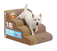 Miorun Extra Wide 4 Steps Dog Stairs for Bed & Couch 18" H, More Stable Non-Slip Dog Ramps with Gentle Slopes, Stylish Indoor Pet Steps for Medium & Large Dogs, Coffee