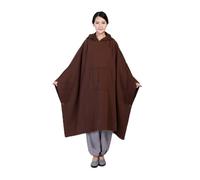 MIOSEA Unisex Meditation Buddhist Cloak Autumn Winter Warm Hooded Oversize Coat(Coffee,Large)